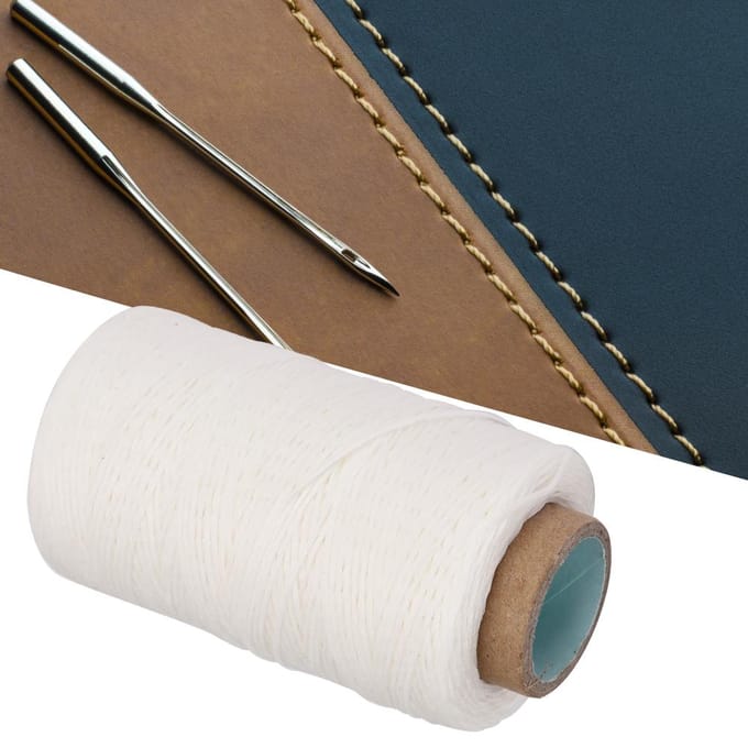 150D 820.2ft Gewaxt Draad Handgemaakt Plat Naai Stikkoord Accessoires voor DIY Leer wit