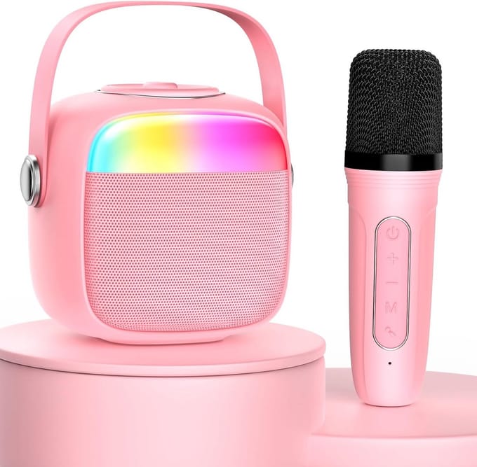 Draagbare Karaoke Speaker met 2 Microfoons en Feestverlichting