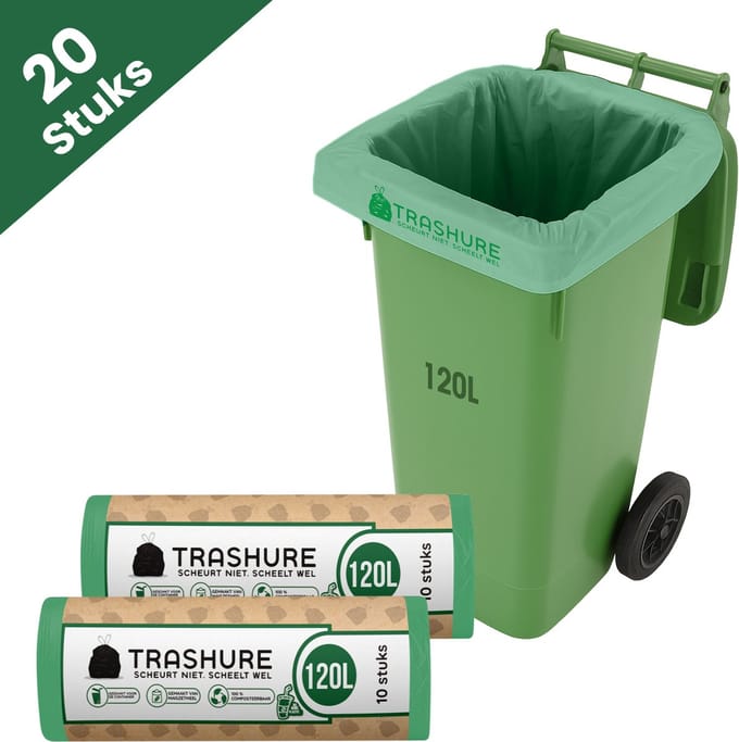 Trashure Containerzakken - 120/140 liter - Composteerbaar - 20 Stuks - GFT Geschikt