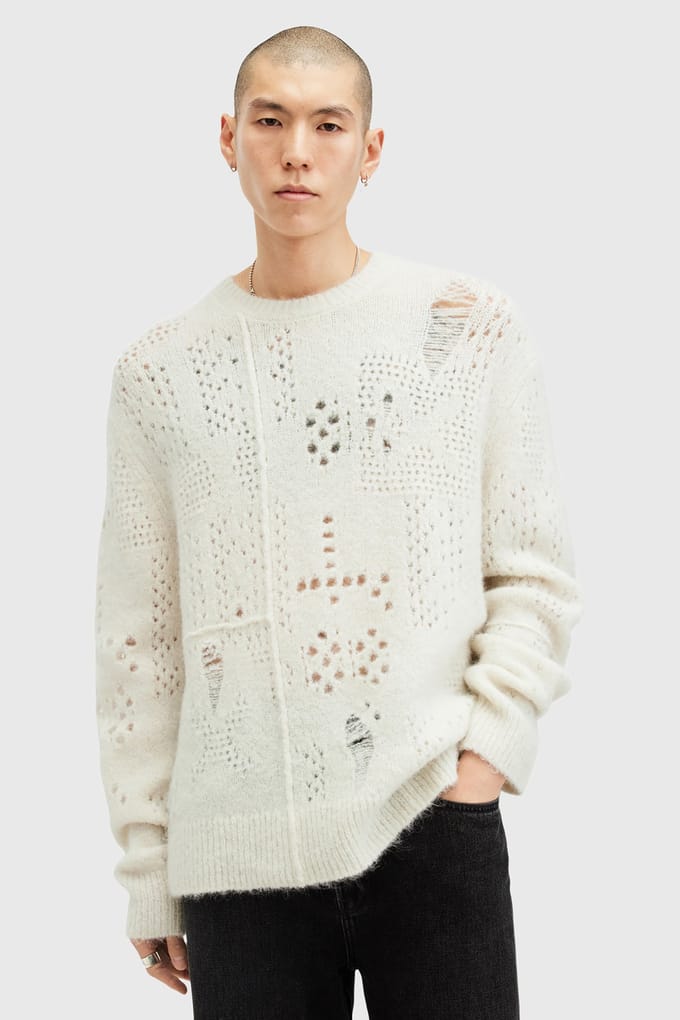 AllSaints Hadwin Crew Ecru White Taglia: XS | Maglioni a maglia Outlet | Uomo | Marrone