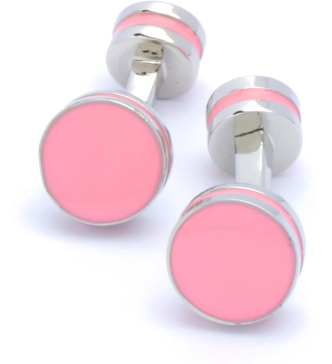 Manchetknopen - Zilver met Roze Klassiek