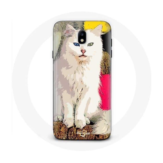 Coque Samsung Galaxy J3 2017 Turc de Van Chat Blanc aux yeux bleu et jaune