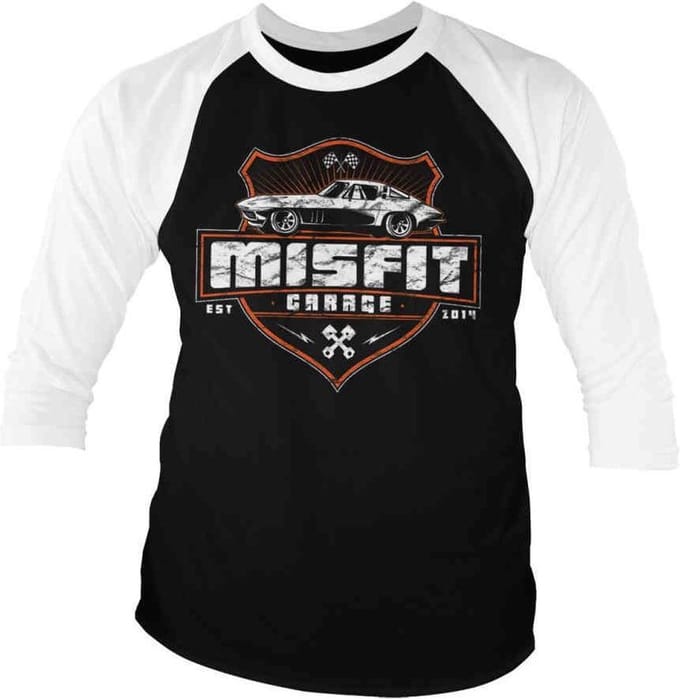 Misfit Garage Raglan top -L- Vette Zwart/Wit