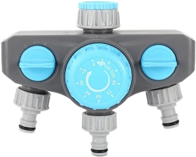 Tuin Waterregelaar - Automatische Timer - Efficiënt Bewateren - Drie Uitgangen - 20 x 10 x 5 cm - Blauw