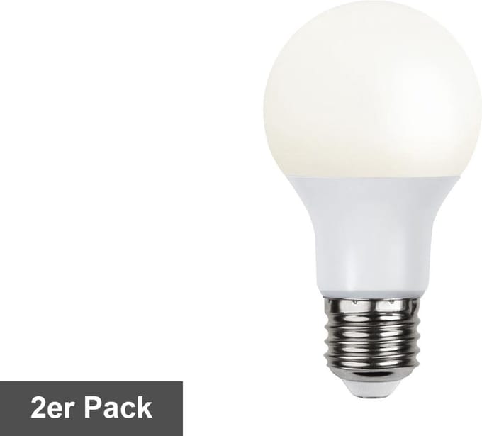 Star Trading LED lamp 'Opaque Basic', 2-pak, E27, 6.5W, 470lm, melkachtig, warm wit