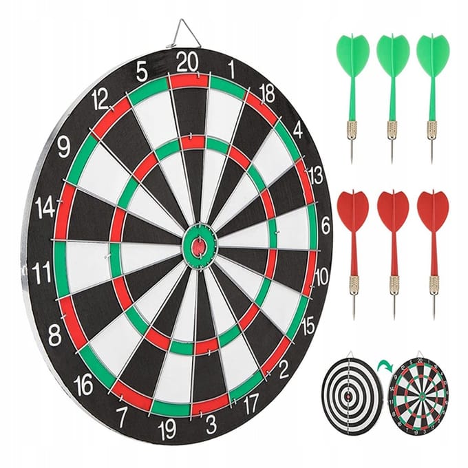 Merkloze Dubbelzijdige Dartbord Set met 6 Darts, 42 cm Diameter