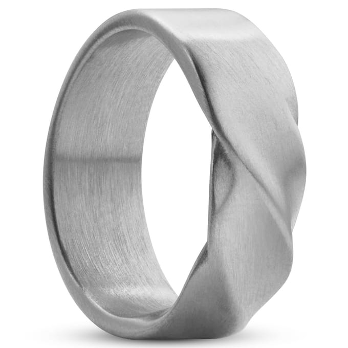 Evan Brody Twisted Stalen Matte Ring