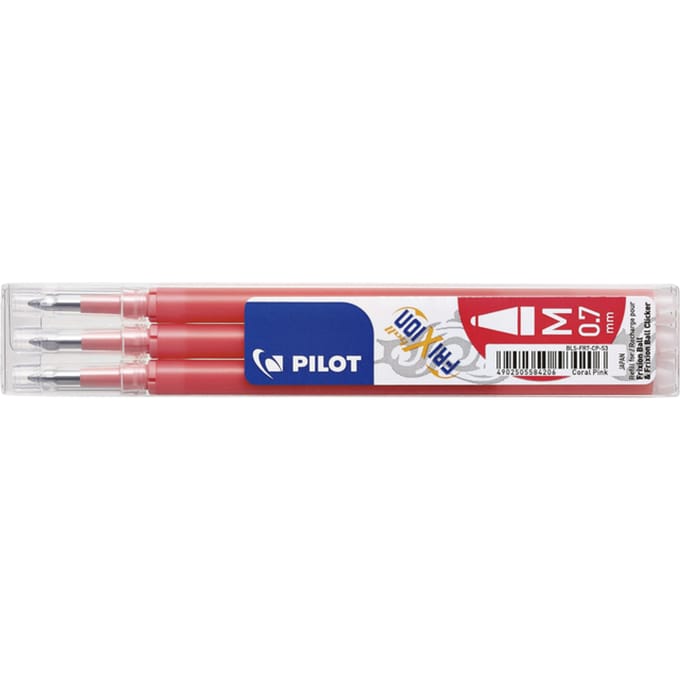 Rollerpenvulling Pilot friXion medium koraalroze set à 3 stuks