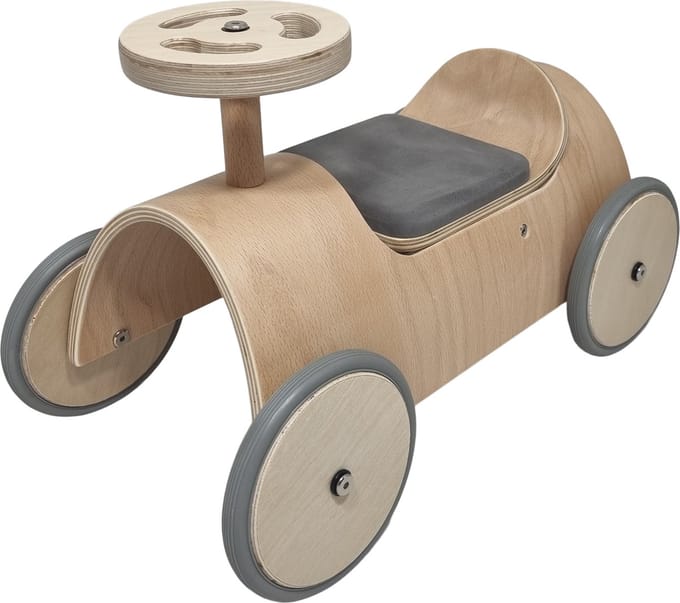 Playwood-Houten loopauto blank gelakt , naturel