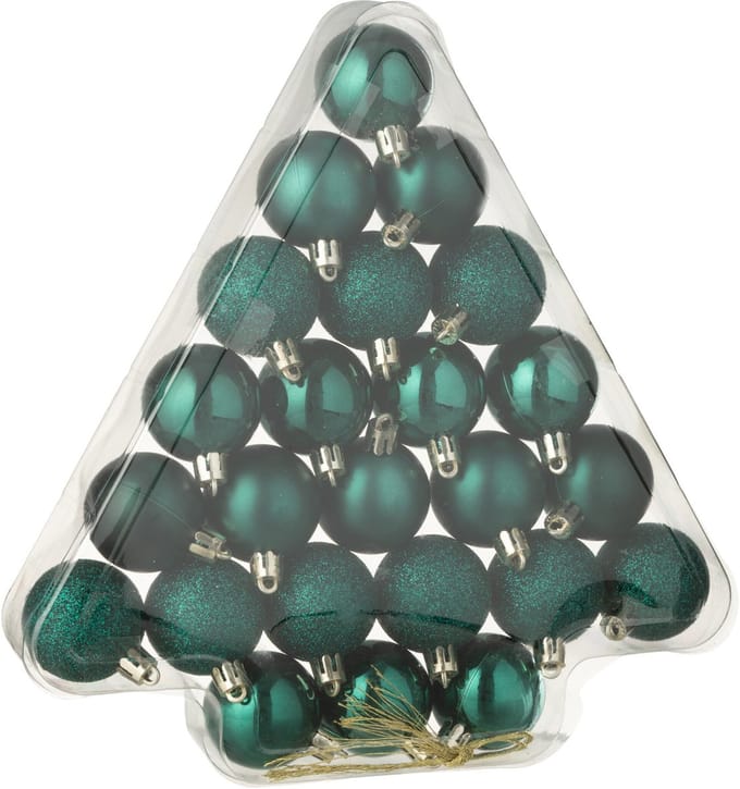 J-Line kerstbal - kunststof - groen - doos van 24