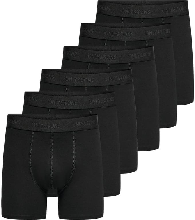 Only & Sons Heren lang short / pant 6 pack ONSFITZ SOLID BOXER