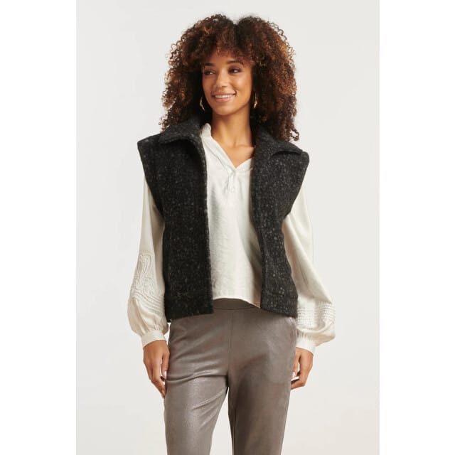 Smashed Lemon Damesbouclé gilet met kraag |