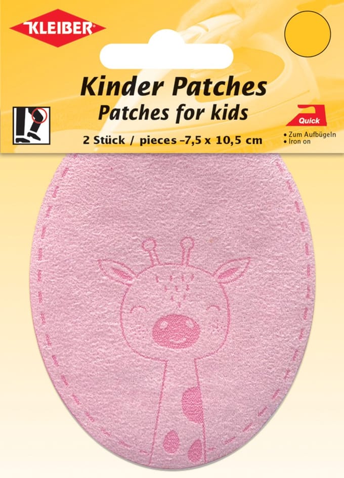 Kleiber applicatie 'Giraffe', roze, verpakking van 2 stuks.