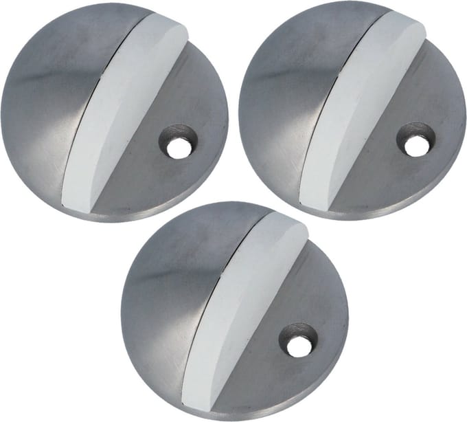 AMIG Deurstopper/deurbuffer - 3x - D45mm - inclusief schroeven - mat rvs