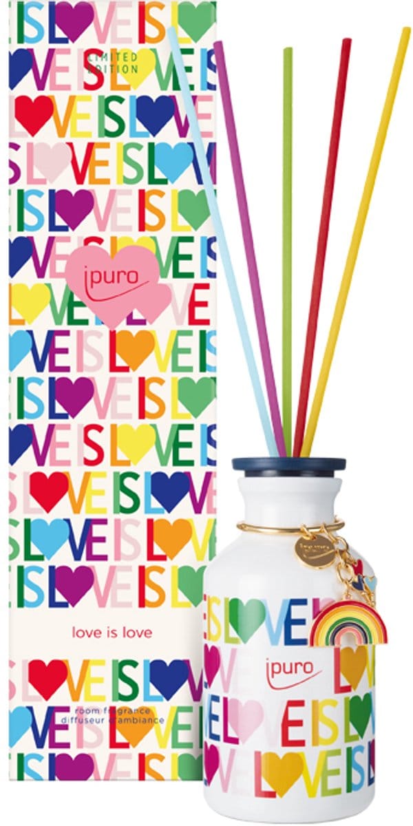 geurstokjes love is love rainbow 240 ml- vanille - aardbei - rode bloemen