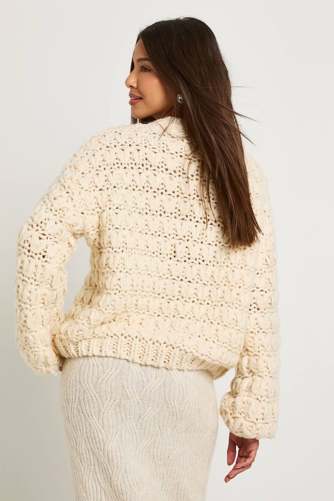 boohoo Dames Chunky gebreide oversized trui | Cream | Maat: Small