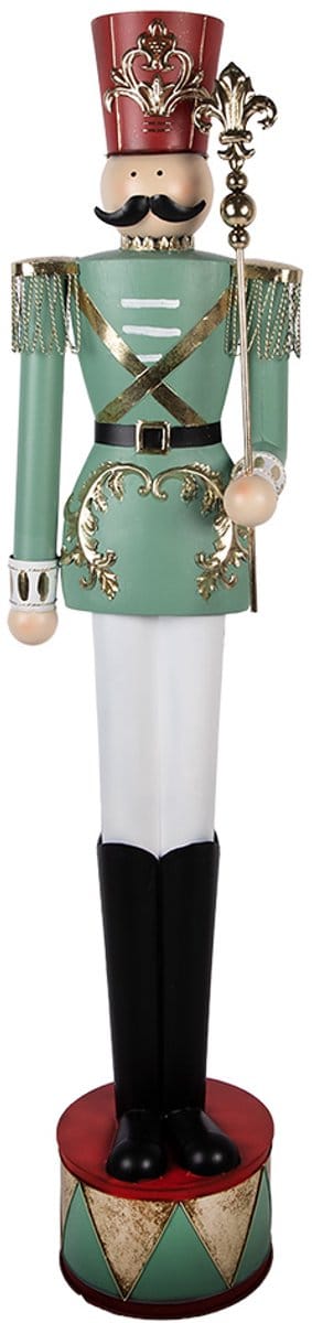 Clayre & Eef Kerstdecoratie Beeld Notenkraker 35x27x151 cm Groen Metaal