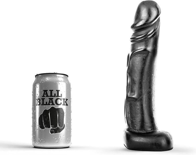 All Black Zwarte realistische dildo -22 cm