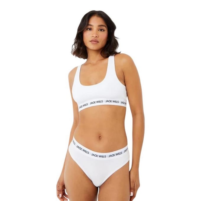 Jack Wills Dibsdall katoenen jersey bralette voor dames (set van 2) (Wit)