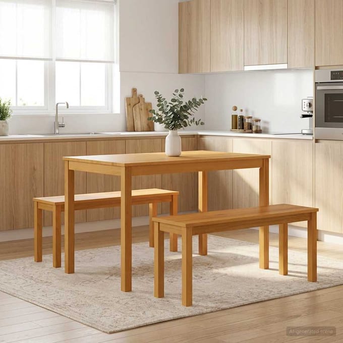 vidaXL - Eetbank - 95 - x - 32 - x - 45 - cm - Massief - Eikenhout - Naturel