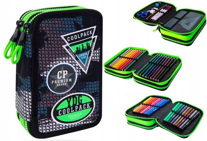 CoolPack Jumper 3 Dubbel Case met Inhoud Grijze Badges