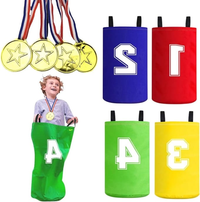Springzakken voor kinderen - Zak springen - Buiten spelen - Set van 4 stuks - 645 x 445 cm - Multicolor