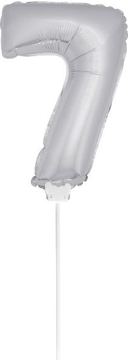 Folat - Folieballon cijfer mini Silver Number 7