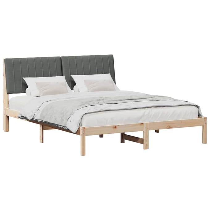 vidaXL - Bedframe - met - hoofdeinde - Bruin - 160 - x - 200 - cm - Massief - grenenhout