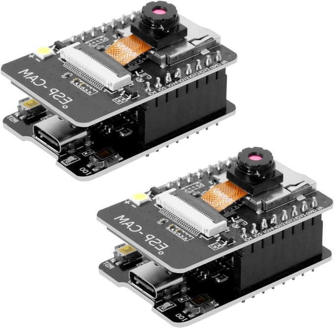 Ontwikkelkaarten voor ESP32 CAM Module met USB-C, 5V Dual Core, WiFi, Bluetooth en OV2640 Camera (2 Pack)
