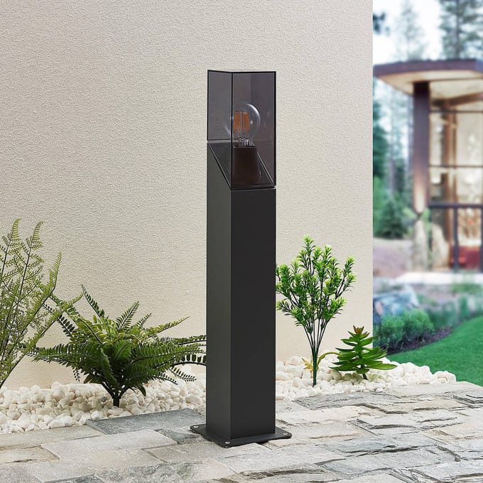 Lucande - Sokkellamp - 1licht - Aluminium, polycarbonaat - H: 60 cm - E27 - antraciet, helder