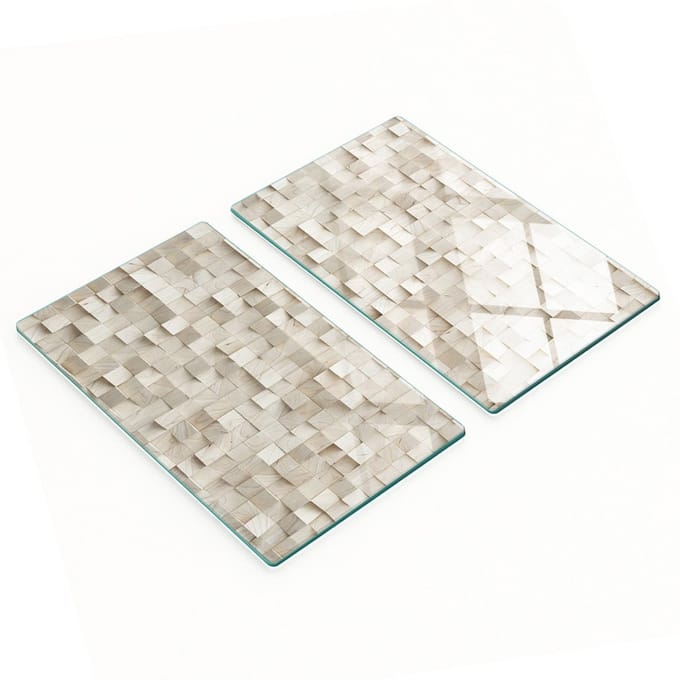 Multifunctionele decoratieve keukenplanken van gehard glas en hout, 2x30x52 cm