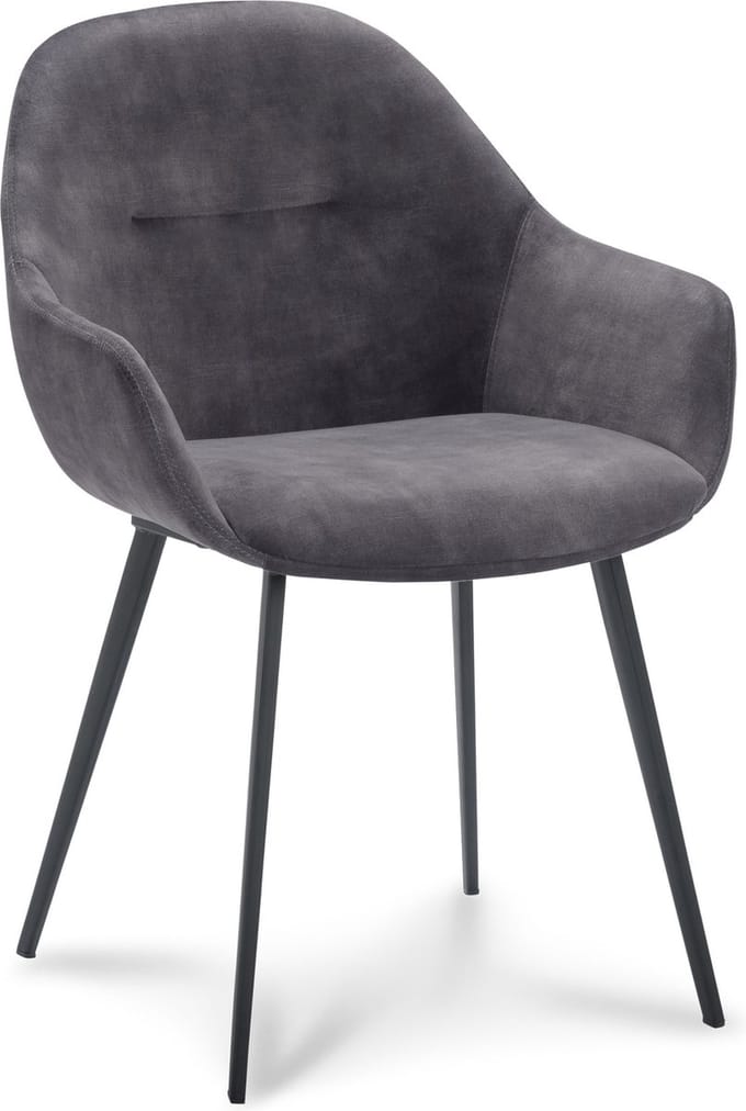Icon Living - Armstoel Twelve - Velours Adore Anthracite - Poot Zwart