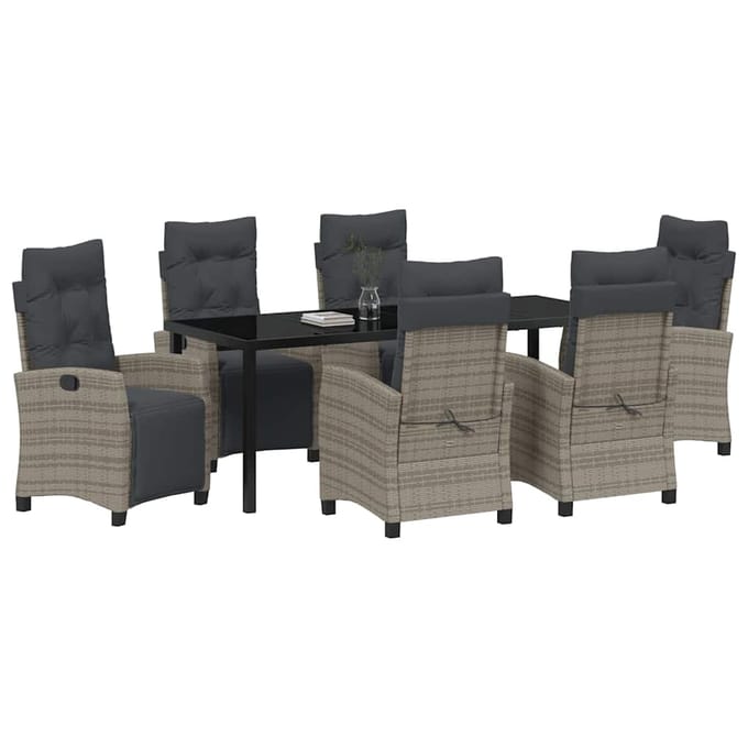 vidaXL - Tuin - Eettafel - Set - 7 - st - Grijs - poly - rattan