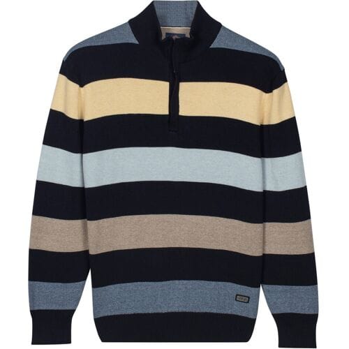 Baileys Trui Half Zip Knit Two-Tone Multi Stripe Maisgeel / male