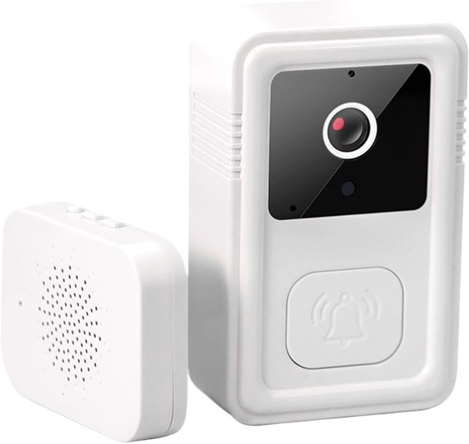 Videodeurbelcamera - Slimme wifi-deurbel - Huisbeveiliging - Weerbestendig ontwerp - 17.8 x 10 x 3.2 cm - Wit