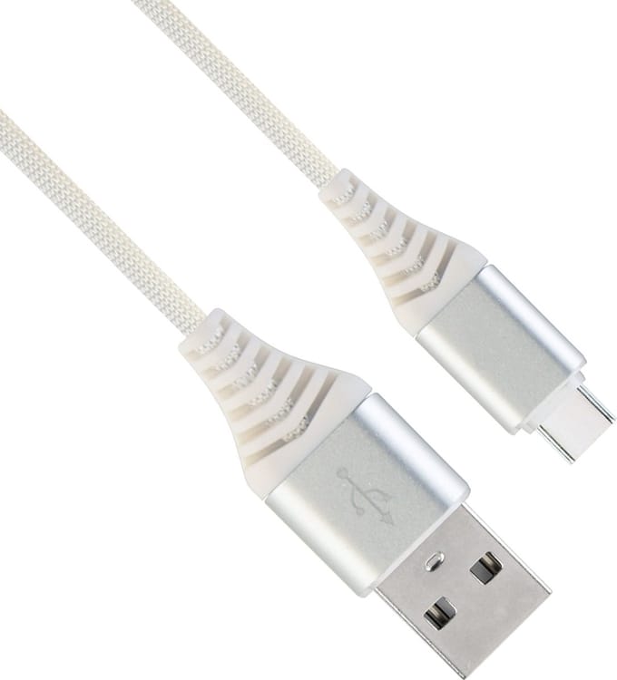 USB-C Kabels Oplaadkabel USB A naar USB C Kabel Nylon - USB A Kabel Data - USB A naar USB C Kabel - 1 meter - Wit