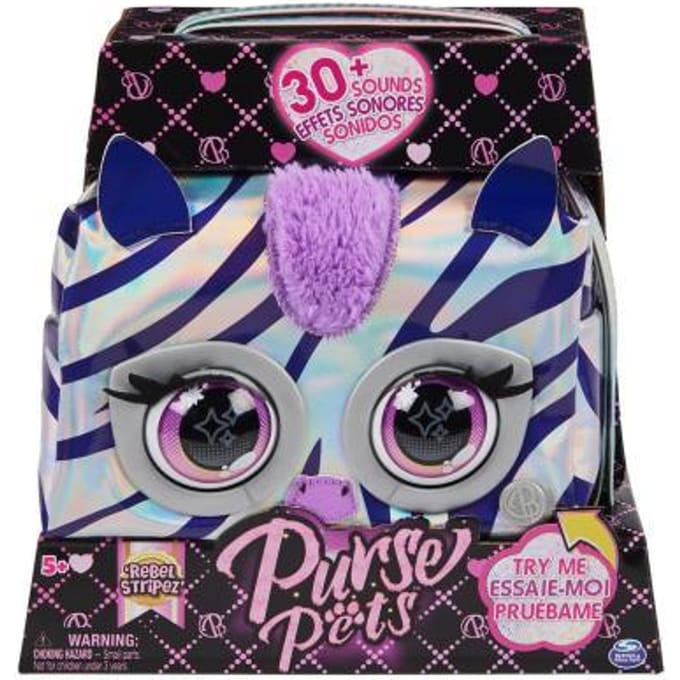 Purse Pets - Metallic Bag - Zebra - Interactief speelgoedtas meer dan 30 geluiden en lichteffecten