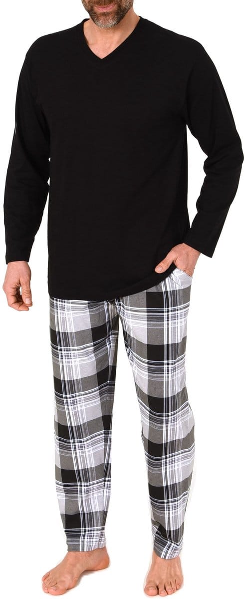 Normann herenpyjama met lange jersey pyjamabroek in geruite look - ook in grote maten