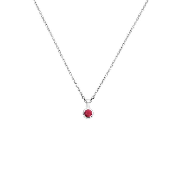 Collier Met Geboortesteen 41 + 4 Cm Zilver Gerhodineerd
