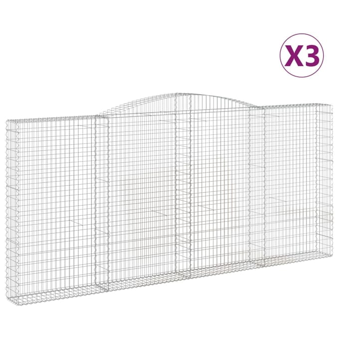 vidaXL - Schanskorven - 3 - st - gewelfd - 400x30x180/200 - cm - ijzer
