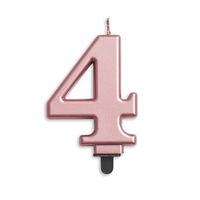 Wefiesta Verjaardagskaars Cijfer 4 Wax 7,8 Cm Roségoud
