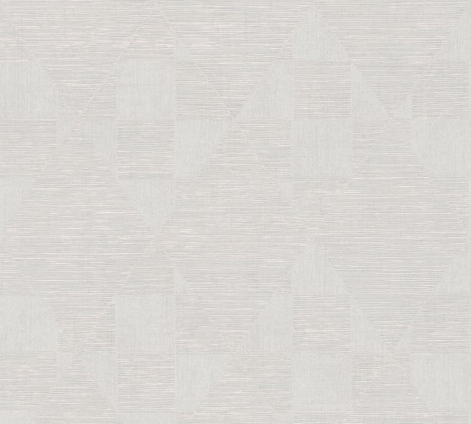 GLANZEND GEOMETRISCH BEHANG | Vierkantjes & Driehoekjes - wit grijs - A.S. Création Titanium 3