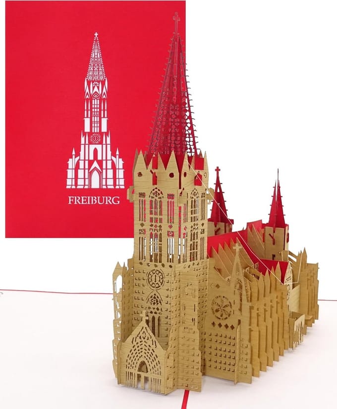 3D Pop-up Kaart van het Freiburger Münster - Handgemaakte Wenskaart