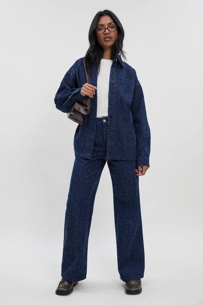 boohoo Dames Boucle Denim Shacket | Indigo | Maat: 40