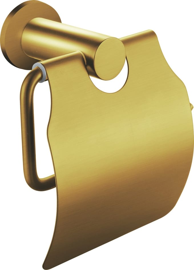 Aloni toiletrolhouder met klep – geborsteld goud