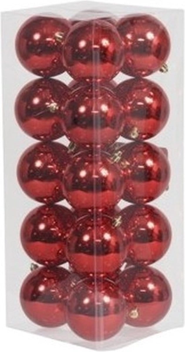 Othmar decorations Kerstballen - 20x st - rood - D8 cm - kunststof - glans - kerstversiering