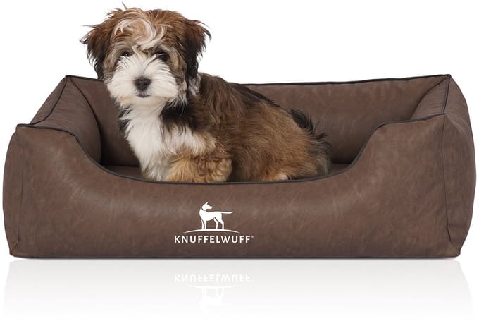 Knuffelwuff Hondenbed Henderson van kunstleer M-L 85 x 63cm bruin