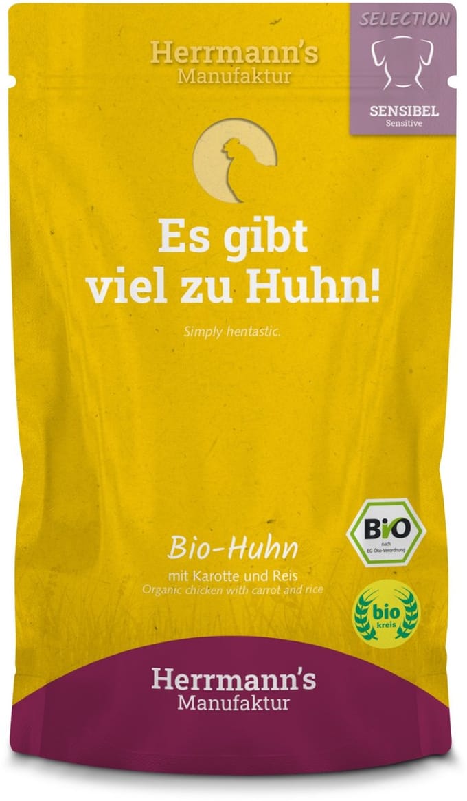 Herrmann's Bio Sensitive hond Kip met wortel 150 gr. - per 14 stuks