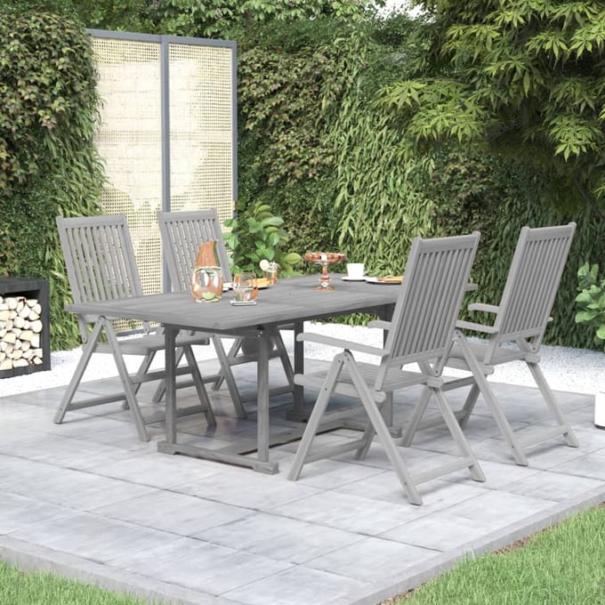 vidaXL - 5-delige - Tuinset - massief - acaciahout
