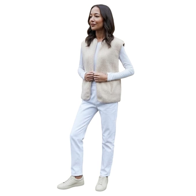 Threadbare Dames Niya Borg Lichtgewicht Gilet (Ecru)